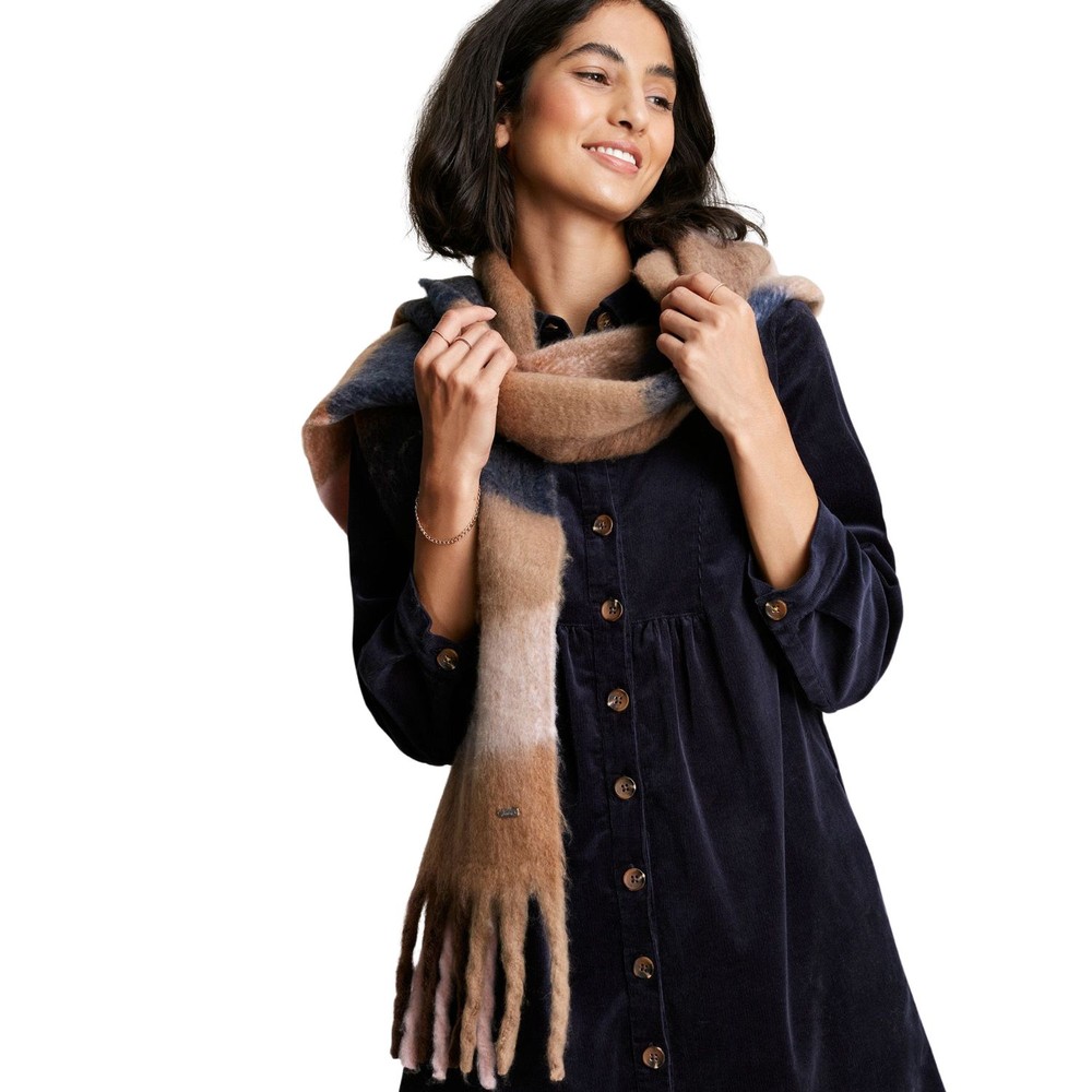 Women Folley Brushed Check Scarf Tan Pink Check