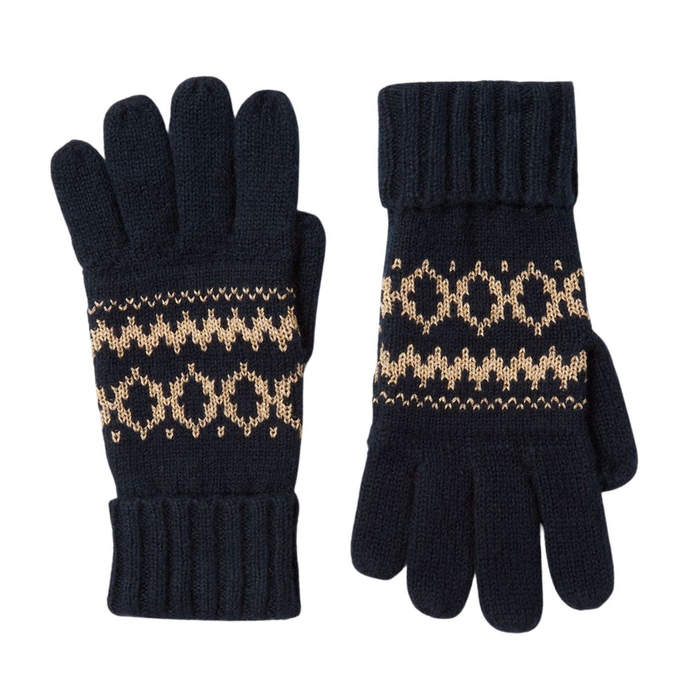 Women Shetland Fairisle Gloves French Navy