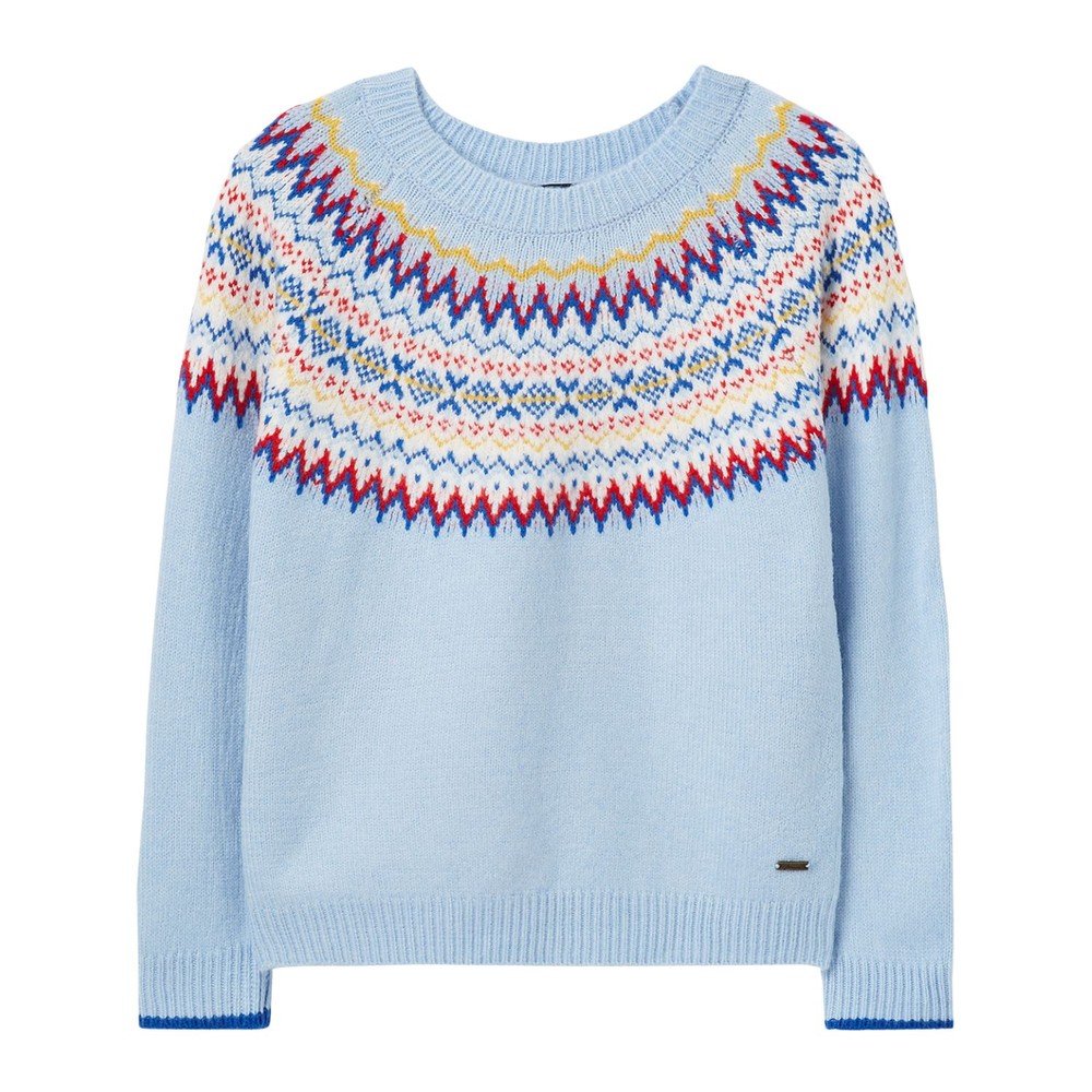 Womens Joules Women Andrea Fairisle Jumper in Light Blue