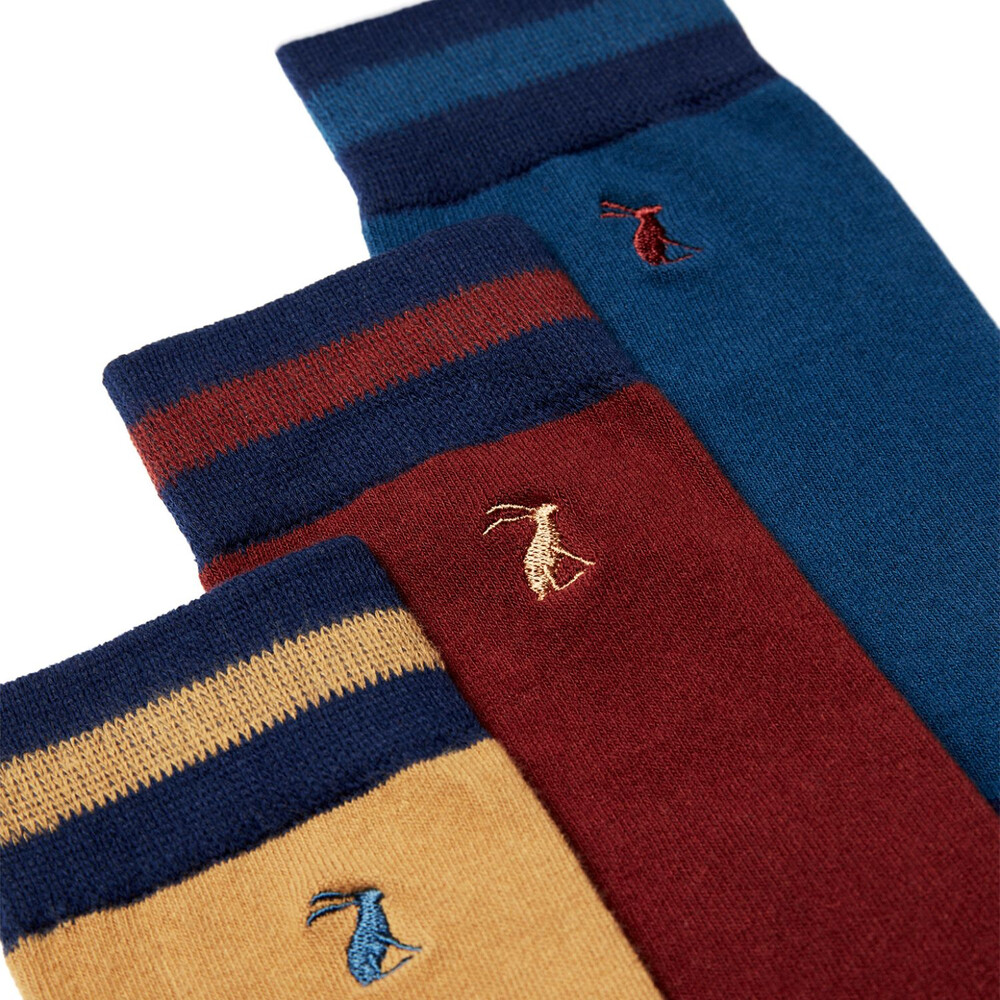 Mens Joules Mens Striking Socks Cotton Socks 3Pk in Hare Icon