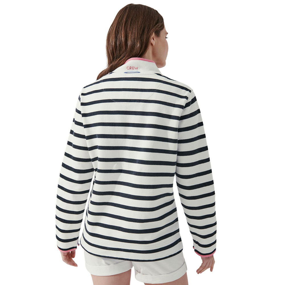 Womens Padstow Pique Sweatshirt White Navy