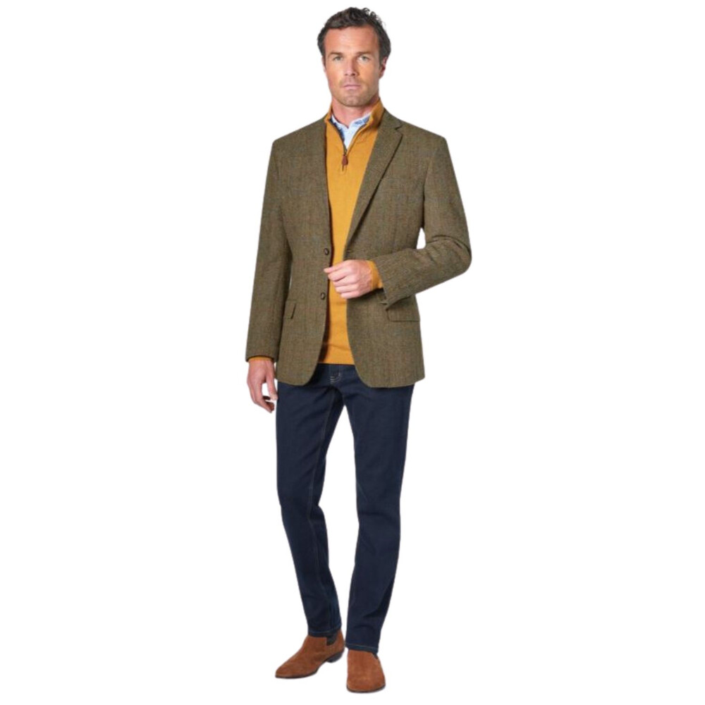 Stromay Olive Herringbone with Overcheck Olive