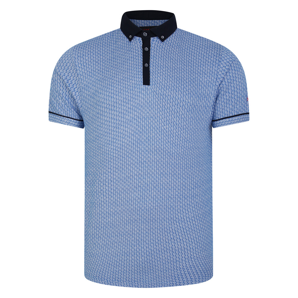 Hexagonal Jacquard Polo Shirt Ocean