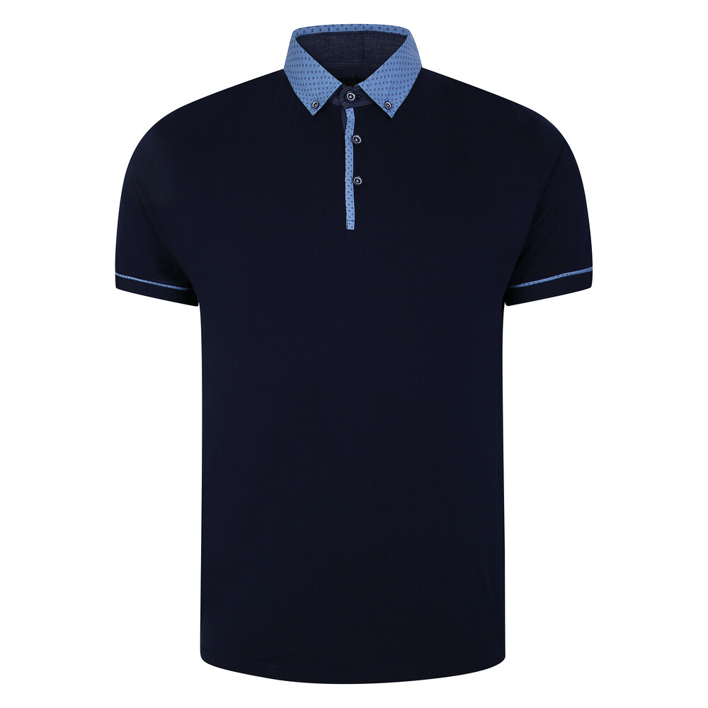 Mens Lizard King Button Down Printed Collar Polo Shirt in Navy