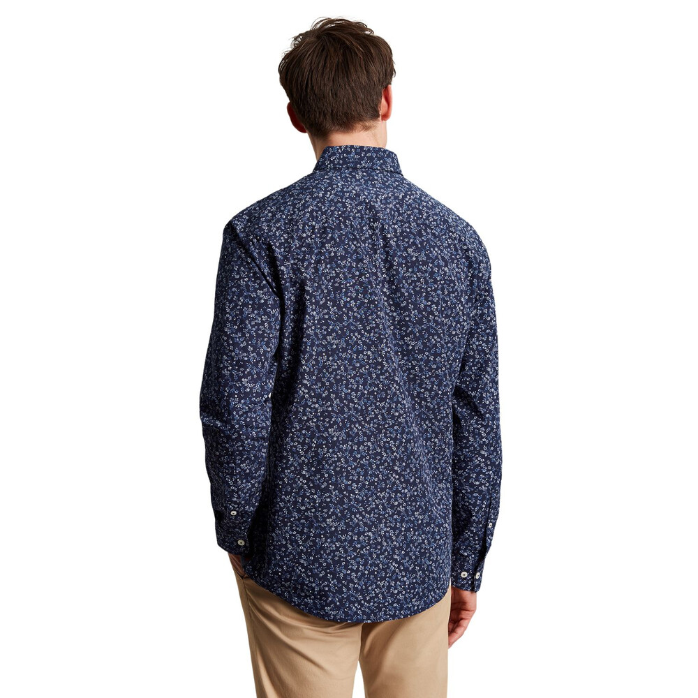 Mens Invitation Long Sleeve Classic Fit Printed Shirt Navy Ditsy