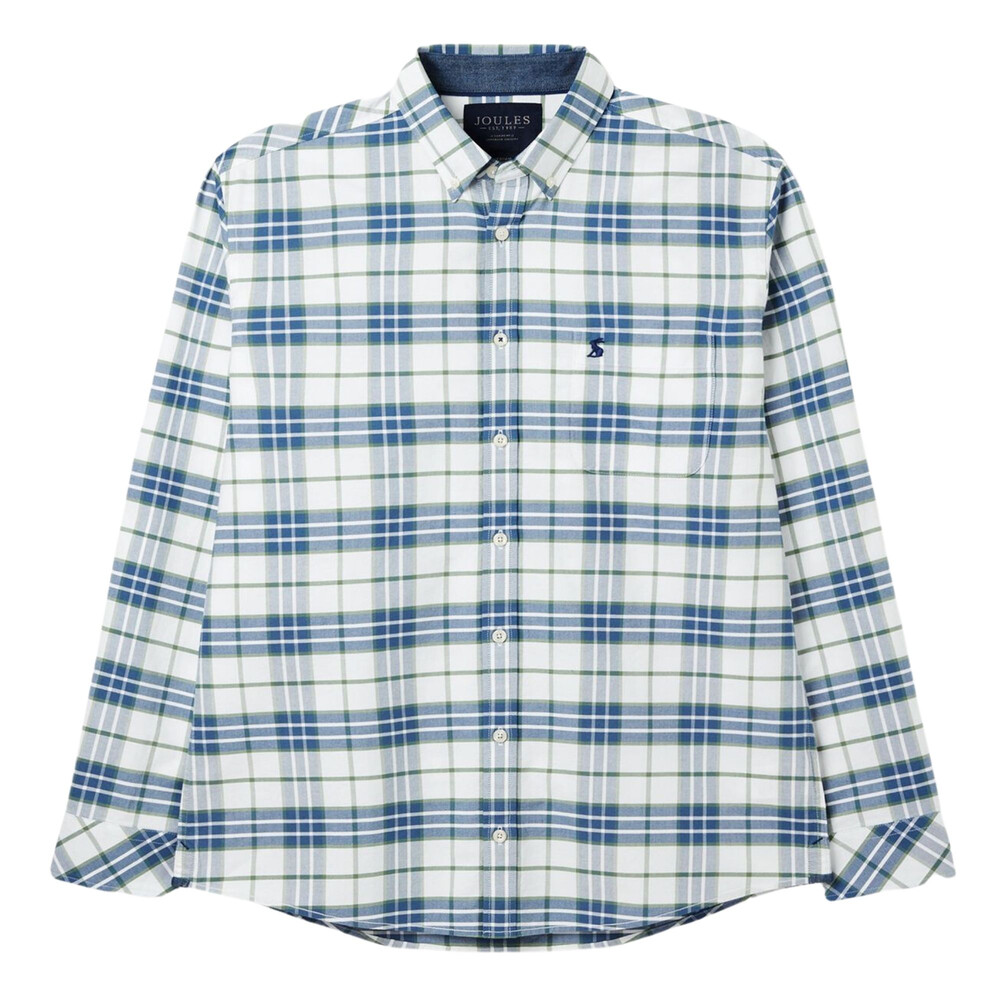 Mens Welford Classic Long Sleeve Classic Fit Check Shirt Green Blue Check