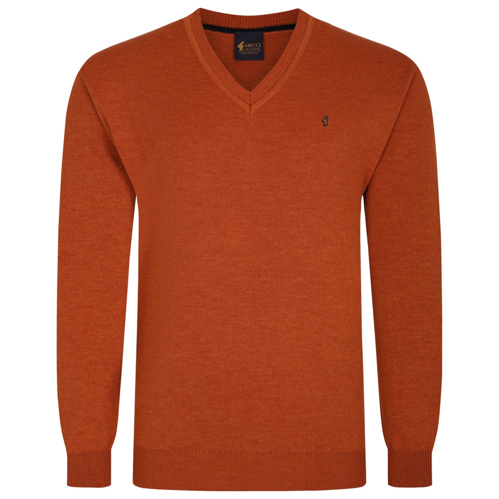 Mens Gabicci K01 Seasonal V Neck Jumper in Sienna