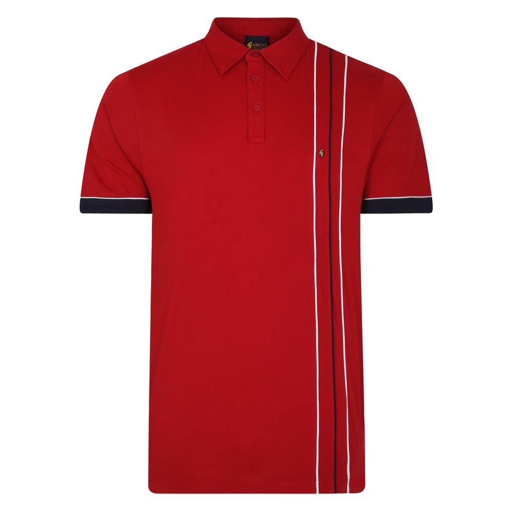 Short Sleeve Left Hand Piped Panel with Contrast Cuff Polo. Garnet