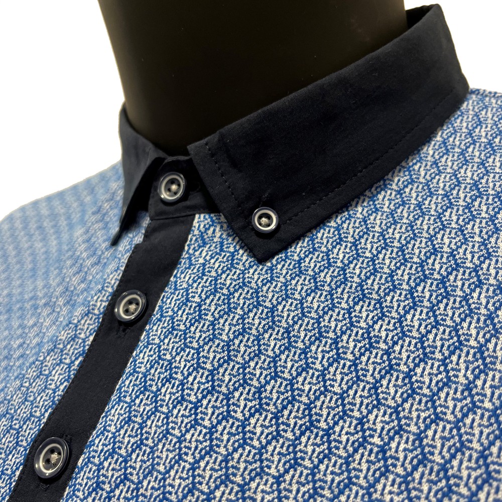 Hexagonal Jacquard Polo Shirt Ocean