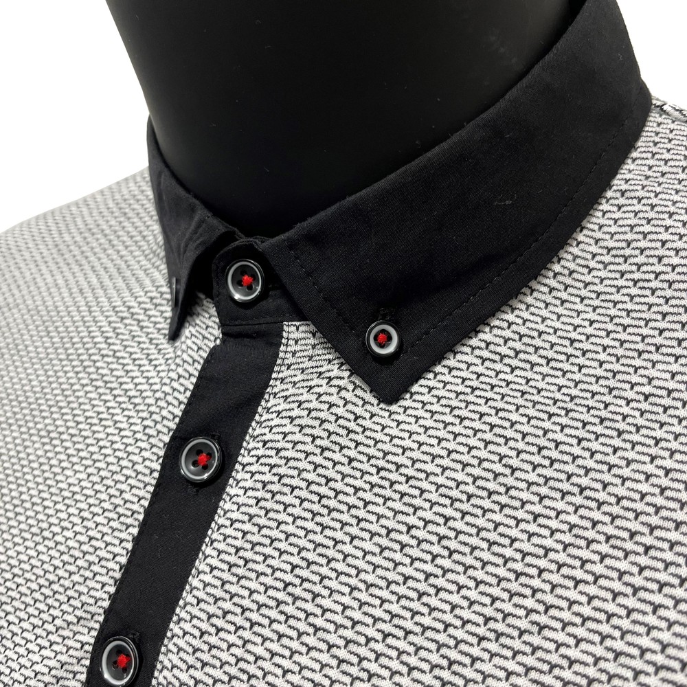 Tuck Jacquard Polo Shirt Black/White