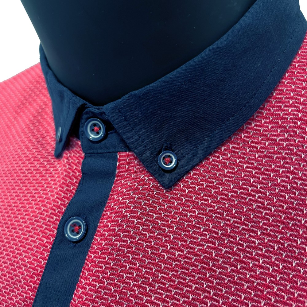 Tuck Jacquard Polo Shirt Coral