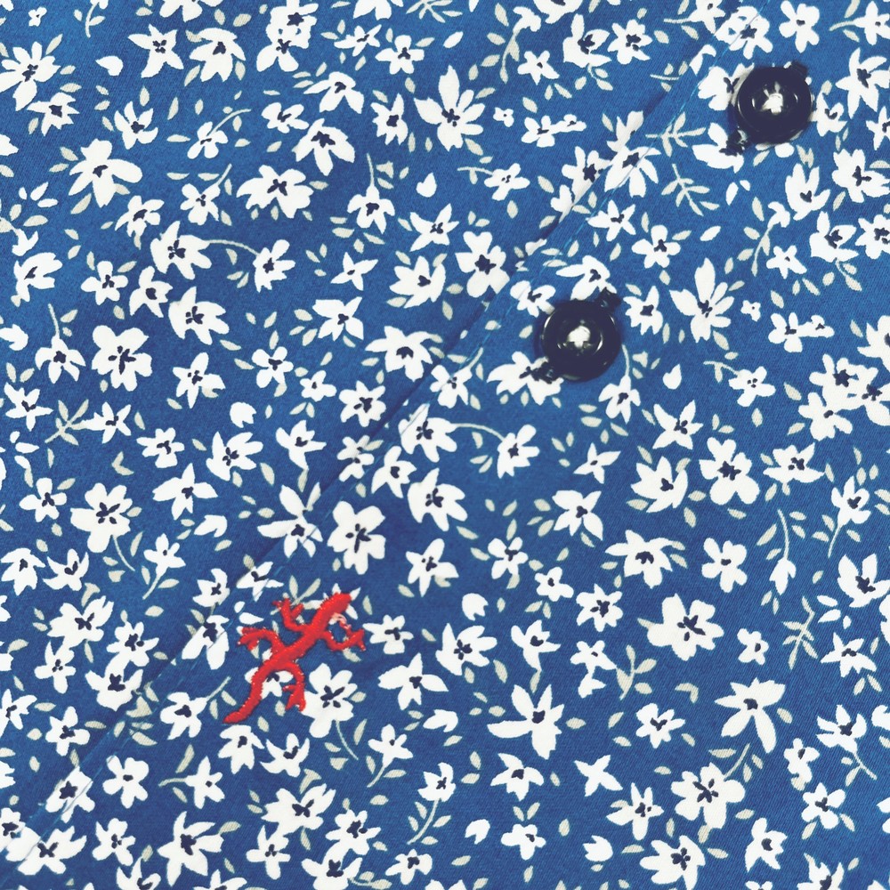 Starflower Print Short Sleeve Shirt Turquoise