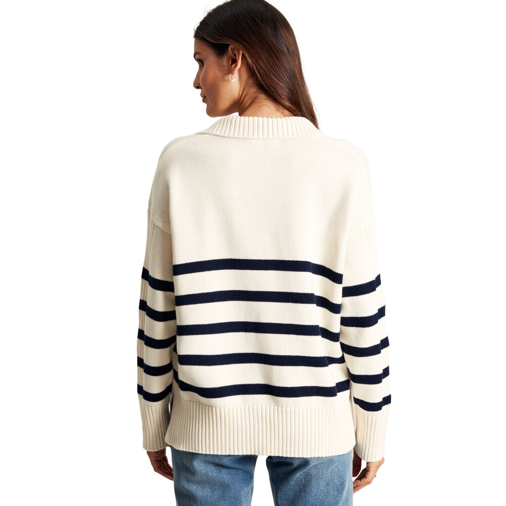 Womens Emelia Collard Knitwear Navy Crème