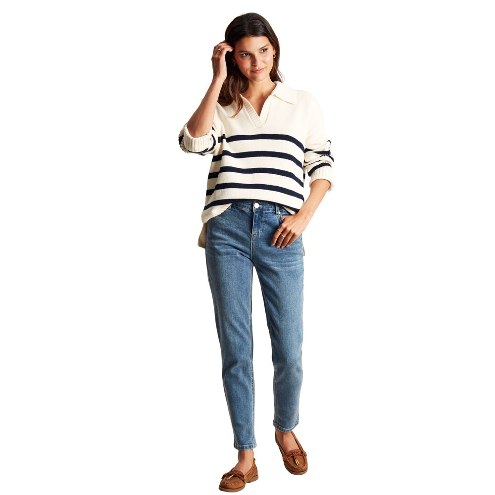 Womens Emelia Collard Knitwear Navy Crème