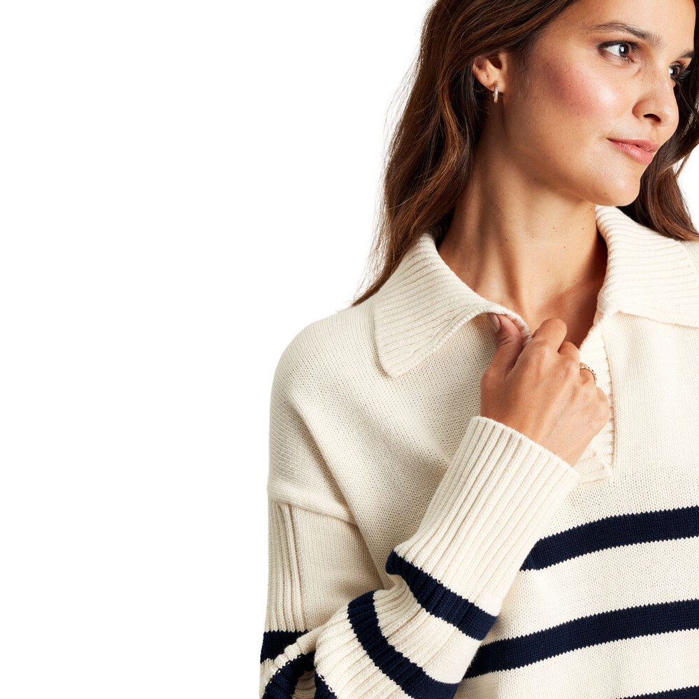 Womens Emelia Collard Knitwear Navy Crème