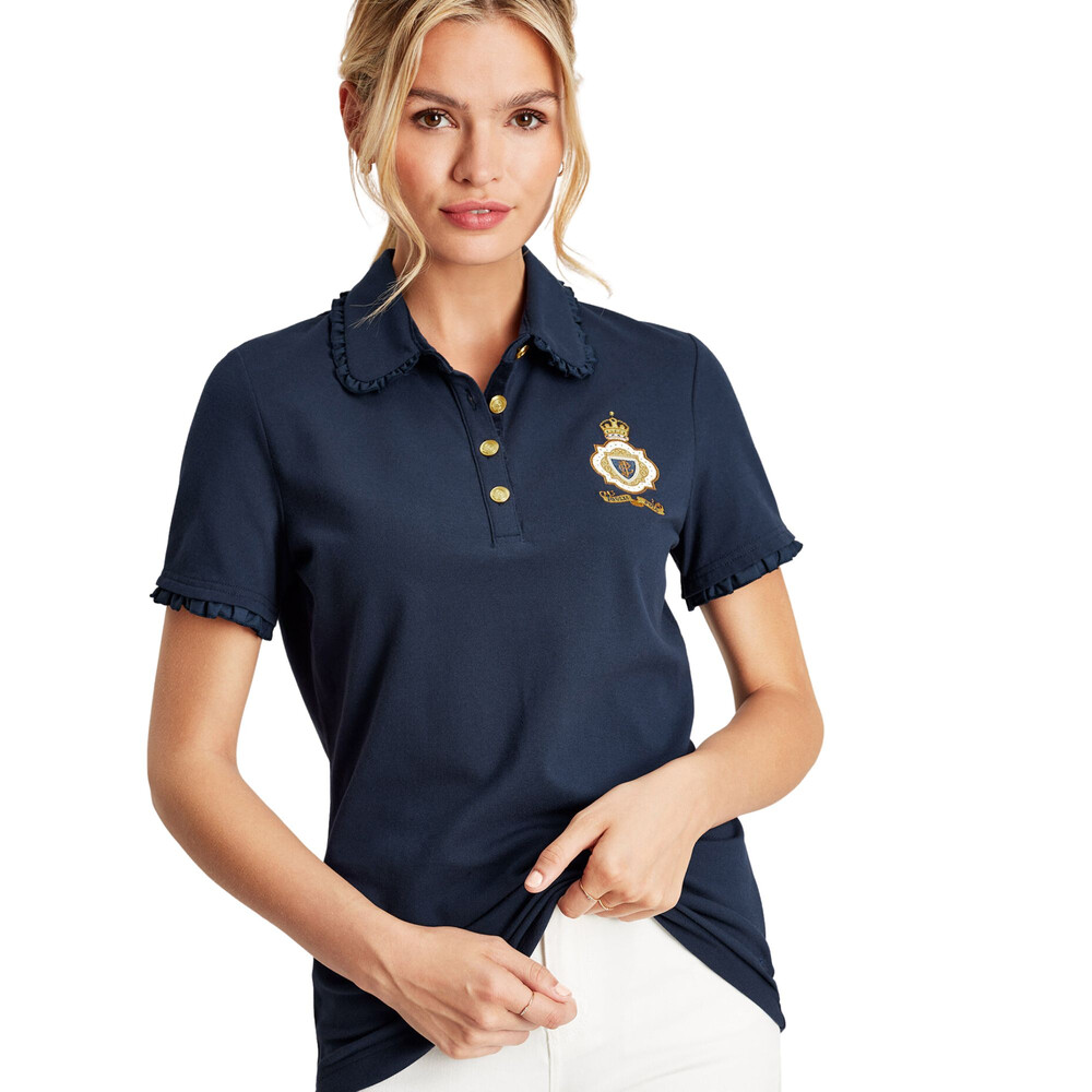 Womens Rylie Short Sleeve Frill Collared Polo French Navy