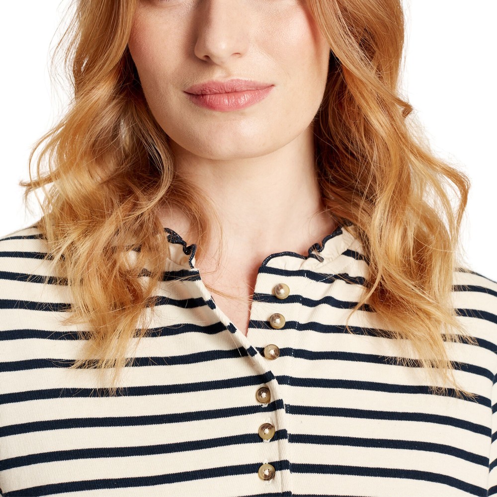 Womens Maeve Long Sleeve Button Fastend Top Navy Stripe