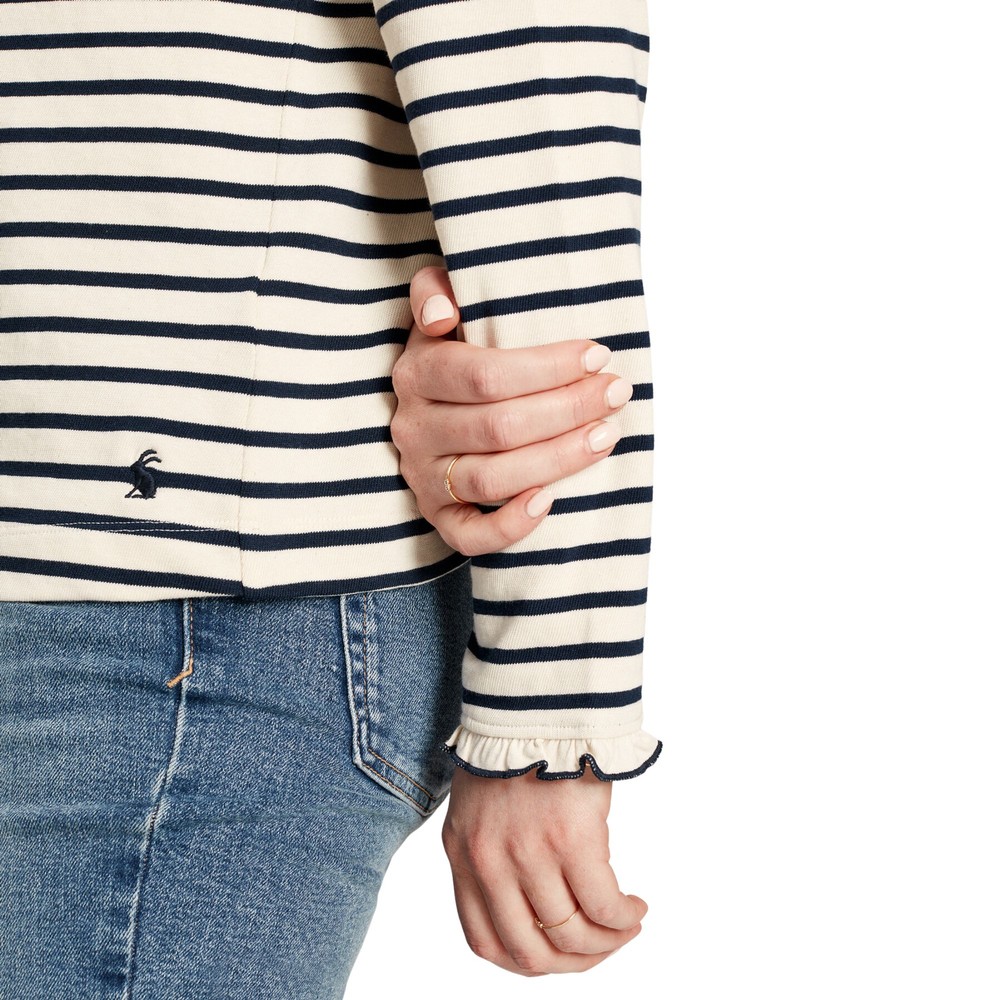 Womens Maeve Long Sleeve Button Fastend Top Navy Stripe