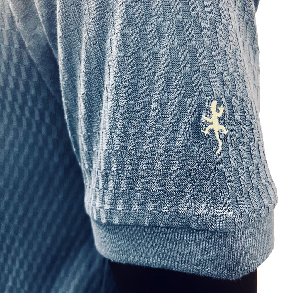 Textured Polo Zipper Blue