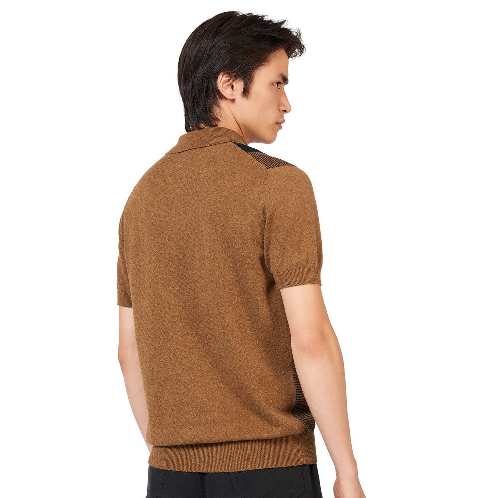 Intarsia Stripe Polo Shirt Ginger