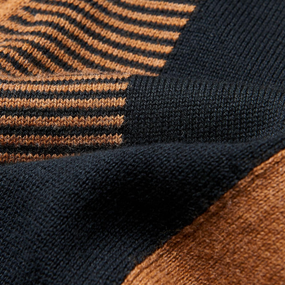 Intarsia Stripe Polo Shirt Ginger
