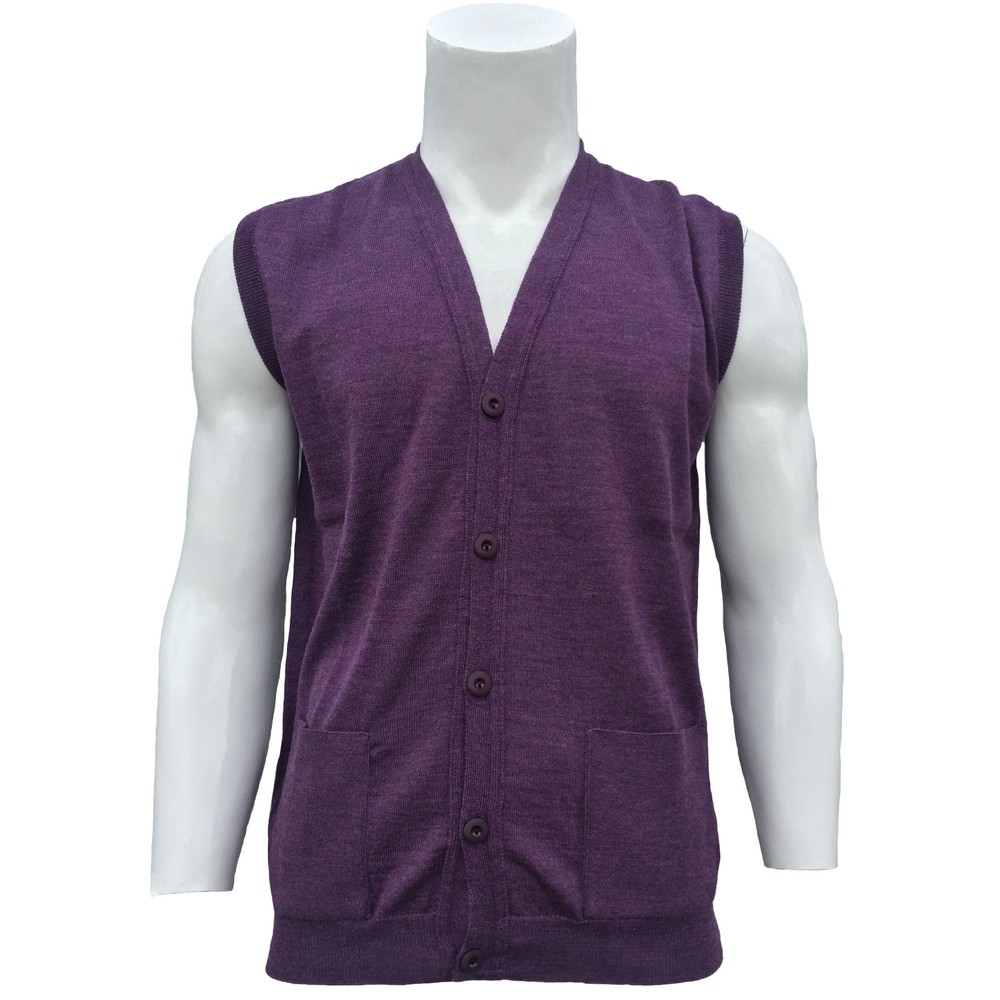s Mens Merino Sleeveless Jumper Grape