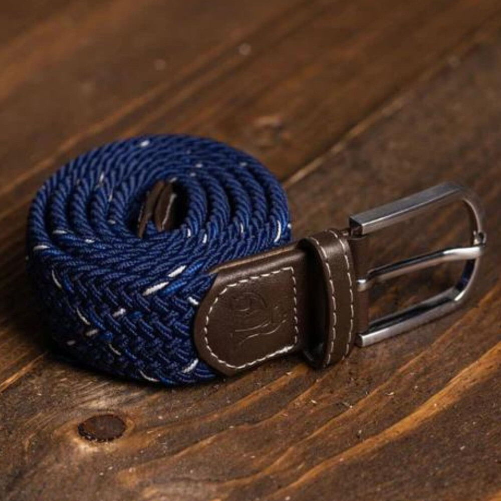 Woven Belt Navy White Dot