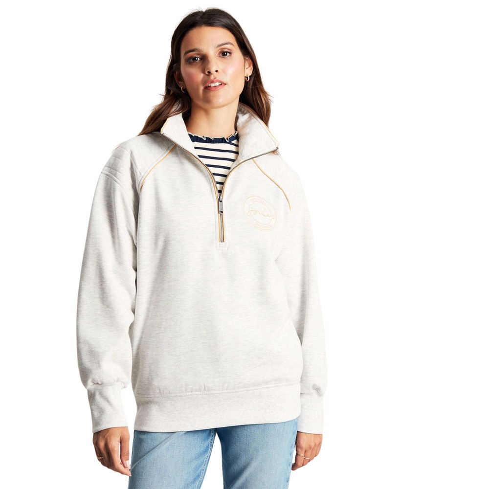 Womens Raquet Quarter Zip Jumper Cream Marl