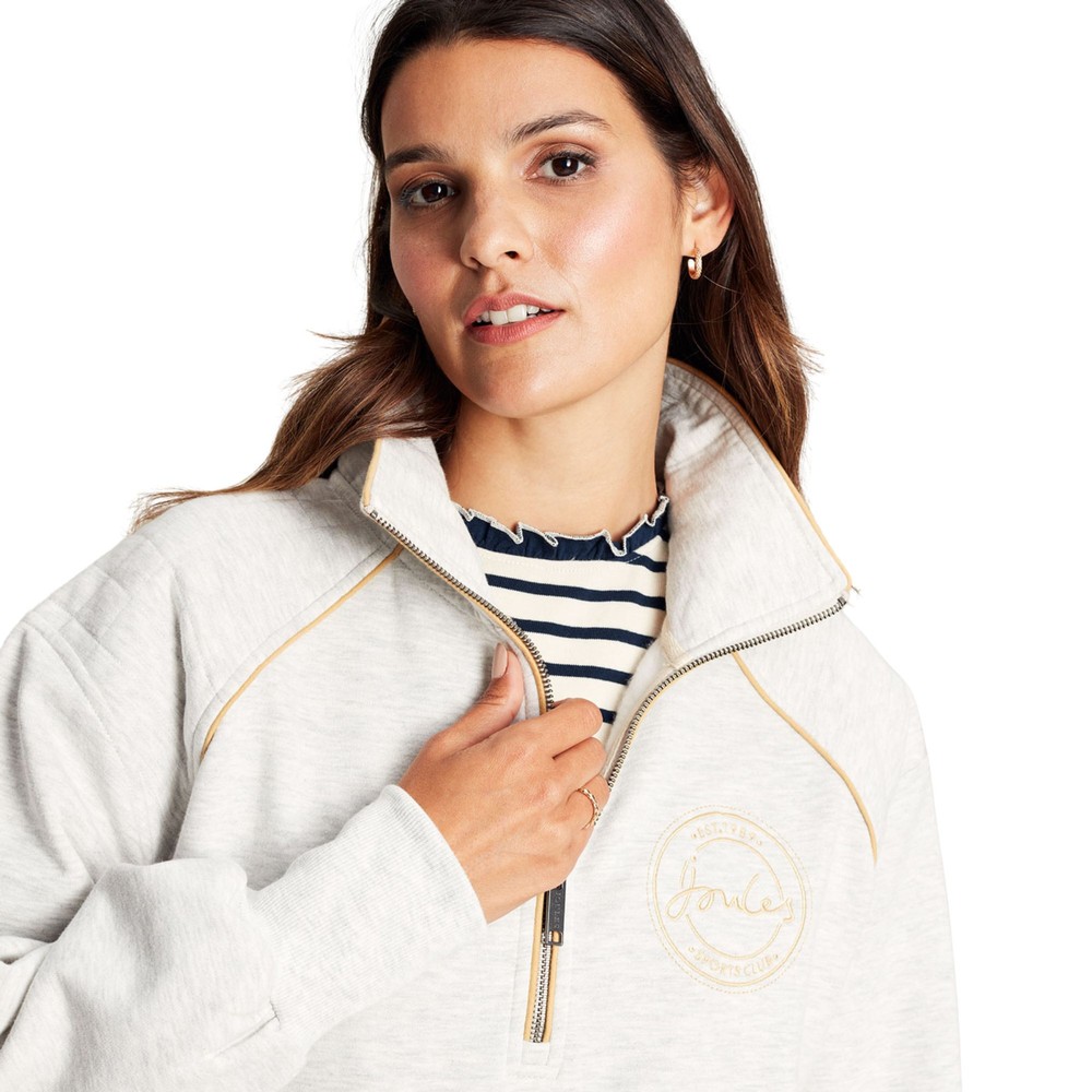 Womens Raquet Quarter Zip Jumper Cream Marl