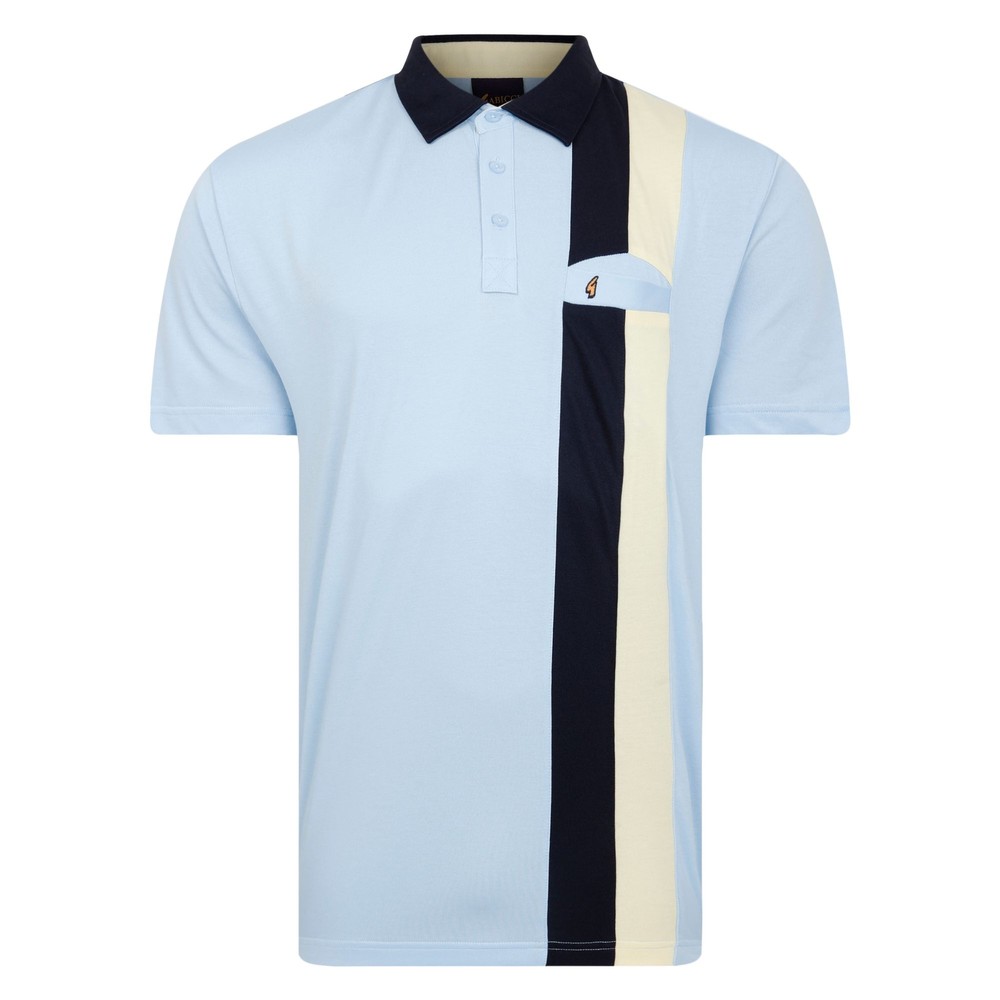 Short Sleeve Oxford Panel and Pocket Polo Sky