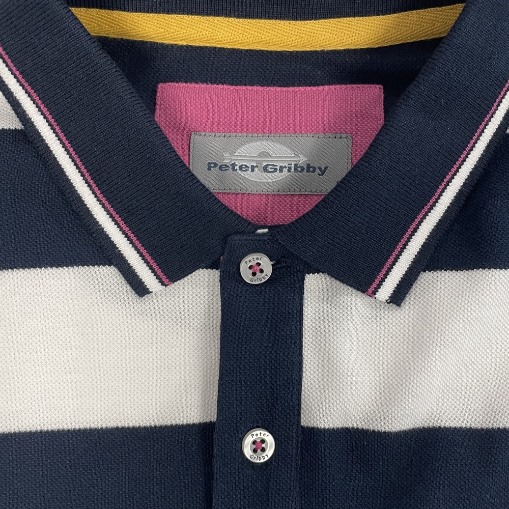 Short Sleeve Stripe Polo Shirt Navywhite