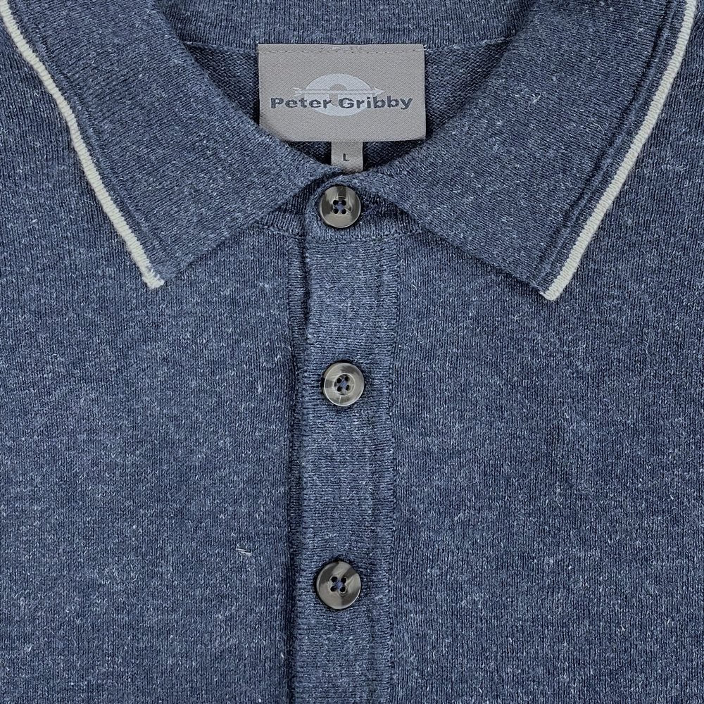Polo Collar Fully Fashioned Short Sleeve Polo Indigo