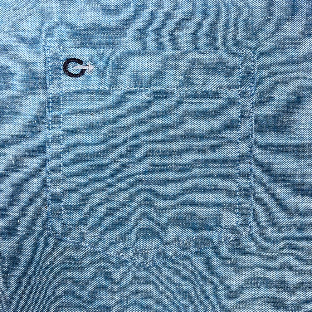 Short Sleeve Linen Rich Shirt Aqua