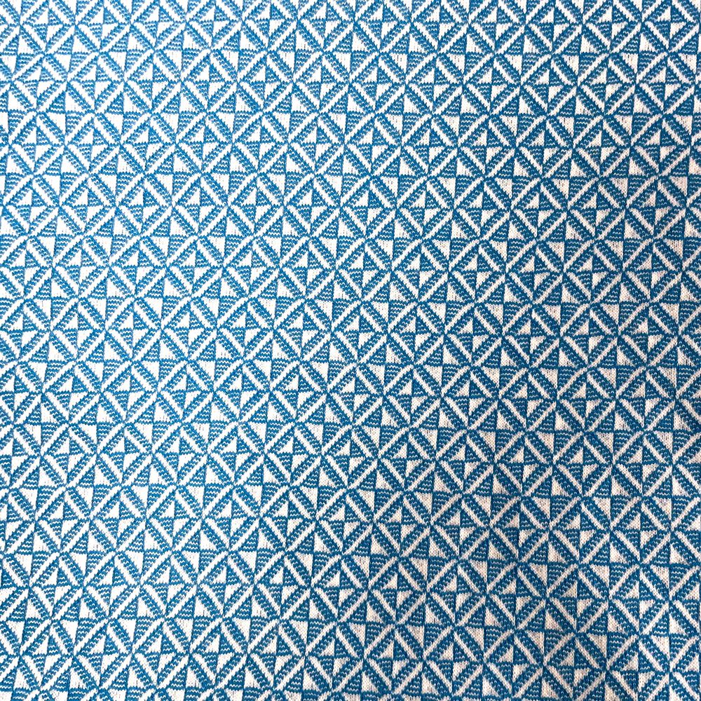 Two Colour Tile Jacquard Polo Turquoise