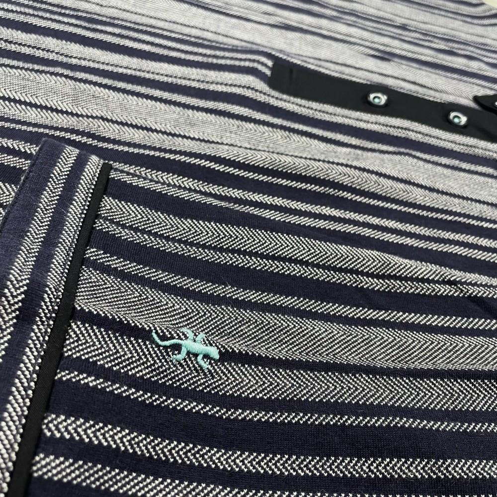 Two Colour Herringbone Jacquard Polo Navy