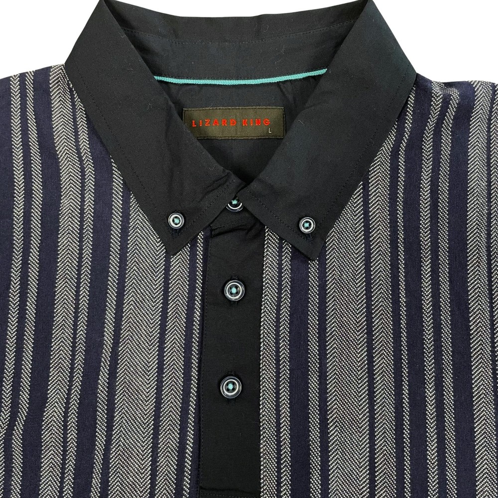 Two Colour Herringbone Jacquard Polo Navy