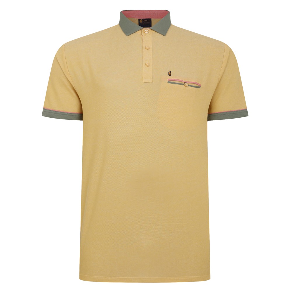 Short Sleeve Contrast Collar and Cuff Polo Sunbeam