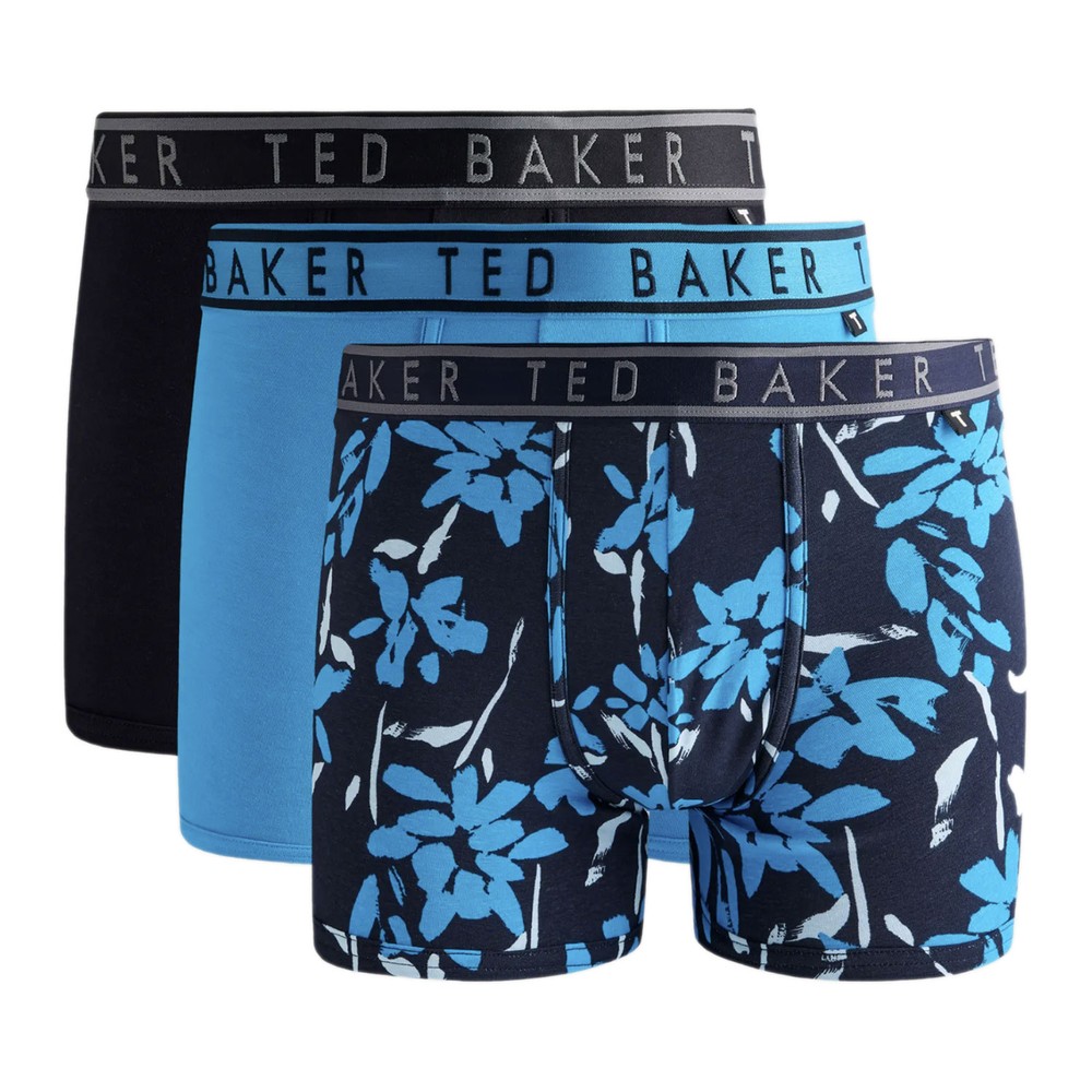 3-Pack Cotton Print Trunks Black/Nantucket Navy/Blue Danube