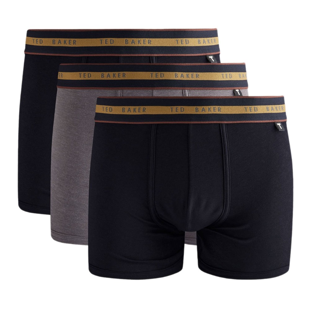 3-Pack Cotton Print Trunks Black/Grey/Black