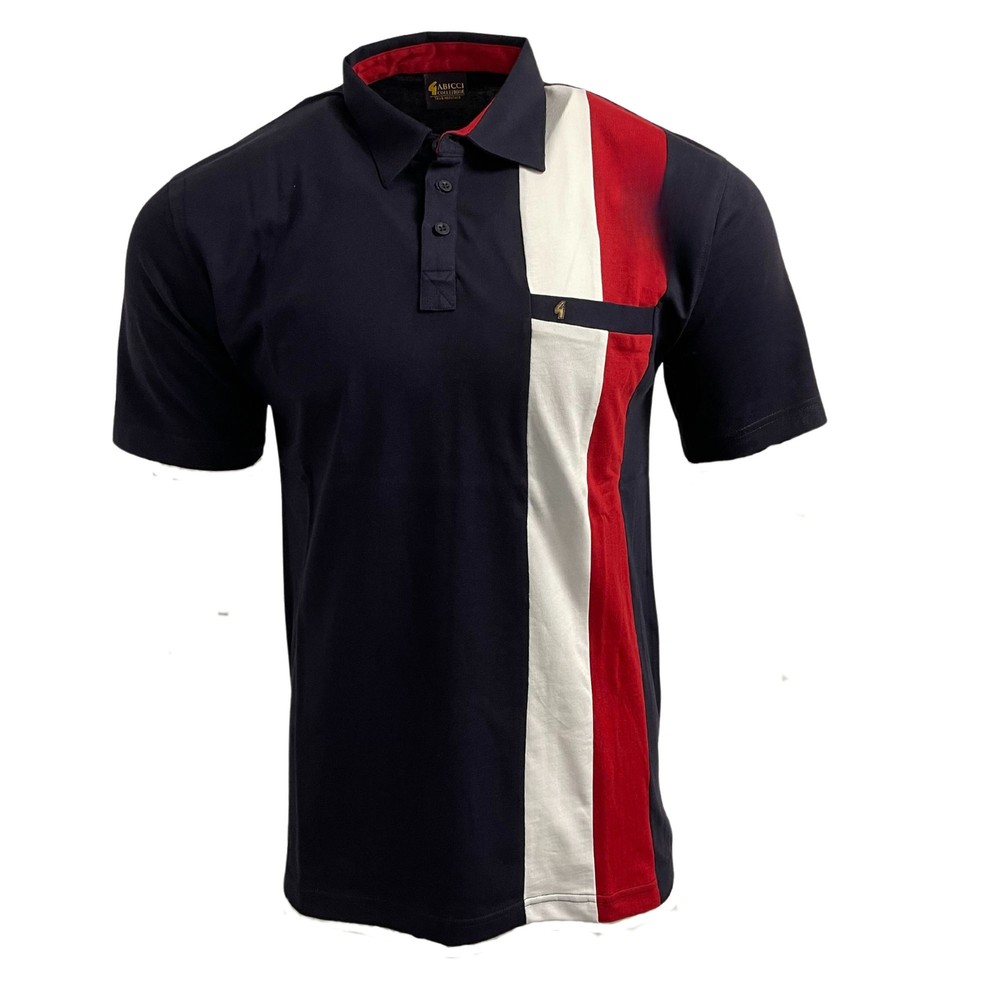 Short Sleeve Patterned Polo Shirt Navy