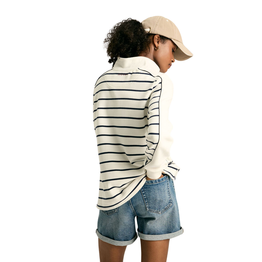 Womens Southwold Crème Button Down Striped Sweatshirt Crème