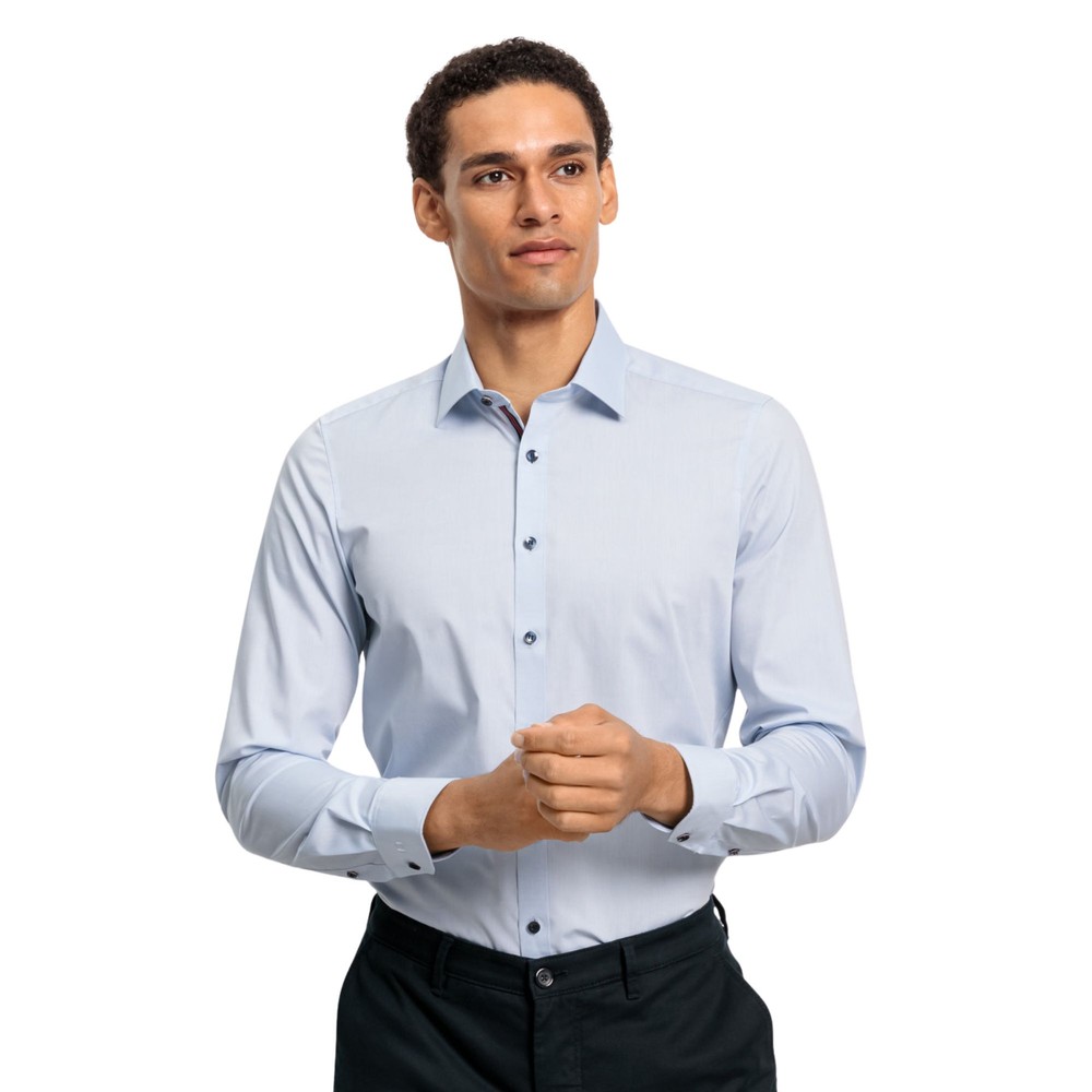 Luxor Solid Blue Business Shirt Smoke Blue