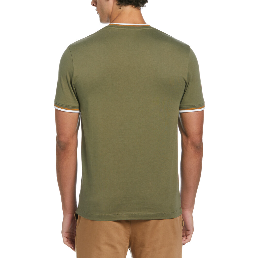 Penguin Tipped Ringer Sticker Pete T-shirt Dusty Olive