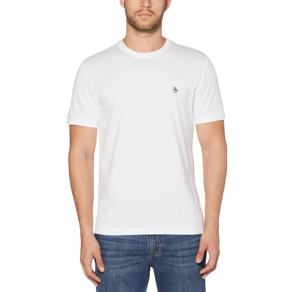 Penguin Pin Point Embroidered Logo Organic Cotton T-shirt Bright White