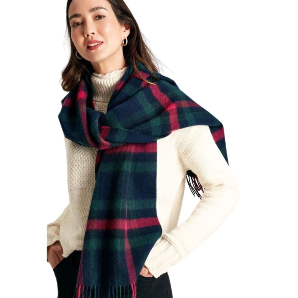 Womens Langtree Navy Pink Check Scarf Navy Pink Check