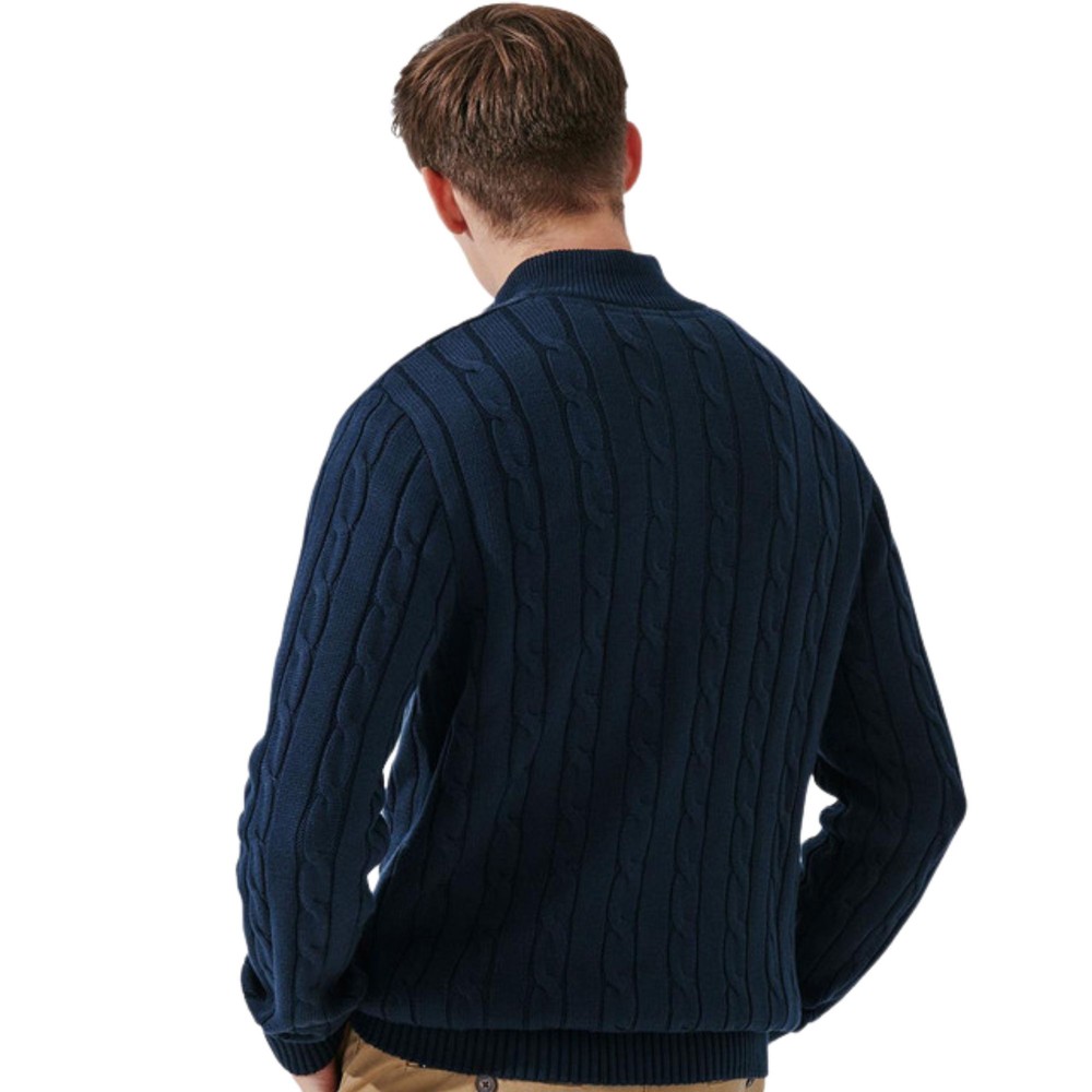 Oarsman Cable Knit Half Zip Jumper Dark Navy