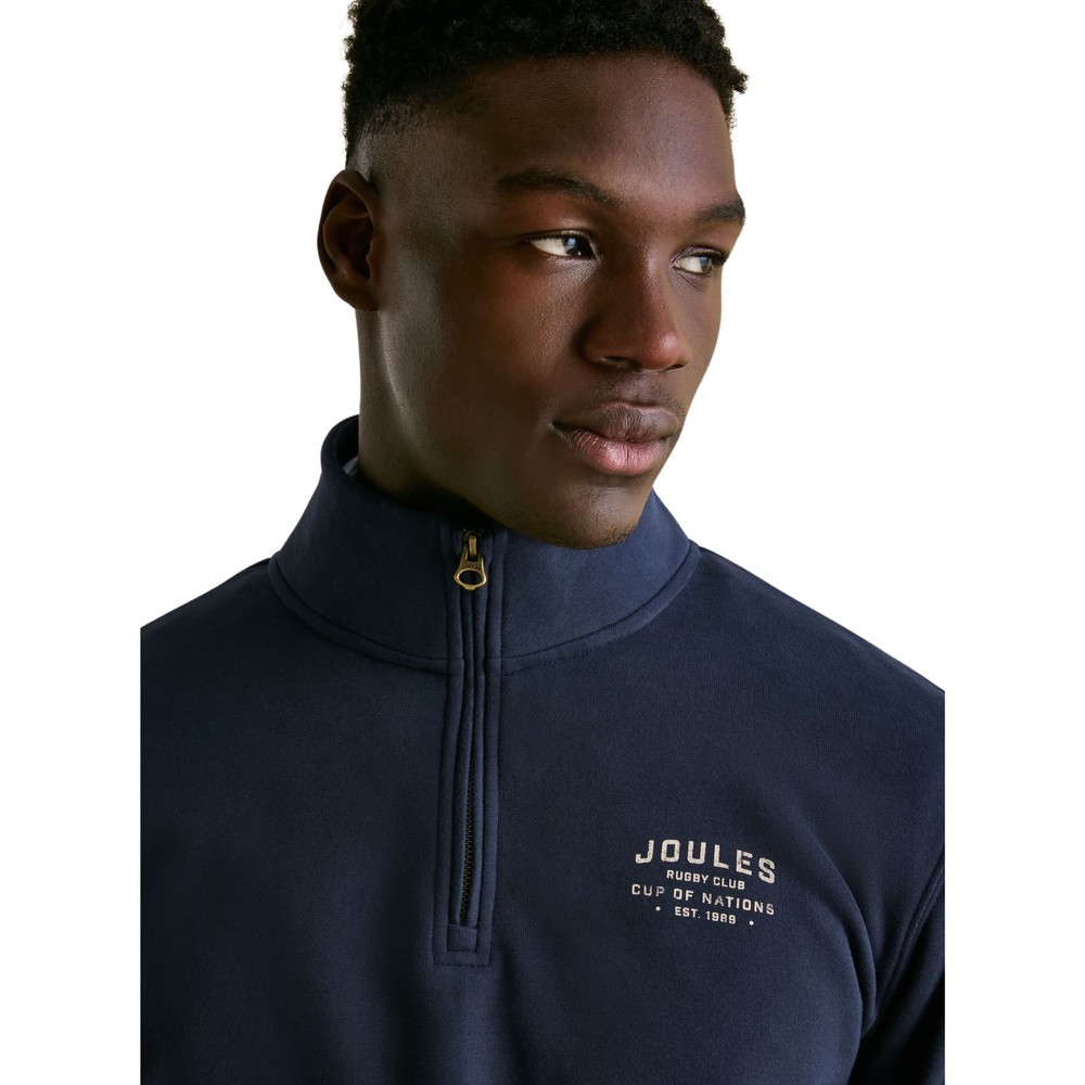 Jenkins Mens Navy Quarter Zip Graphic Sweatshirt Navy