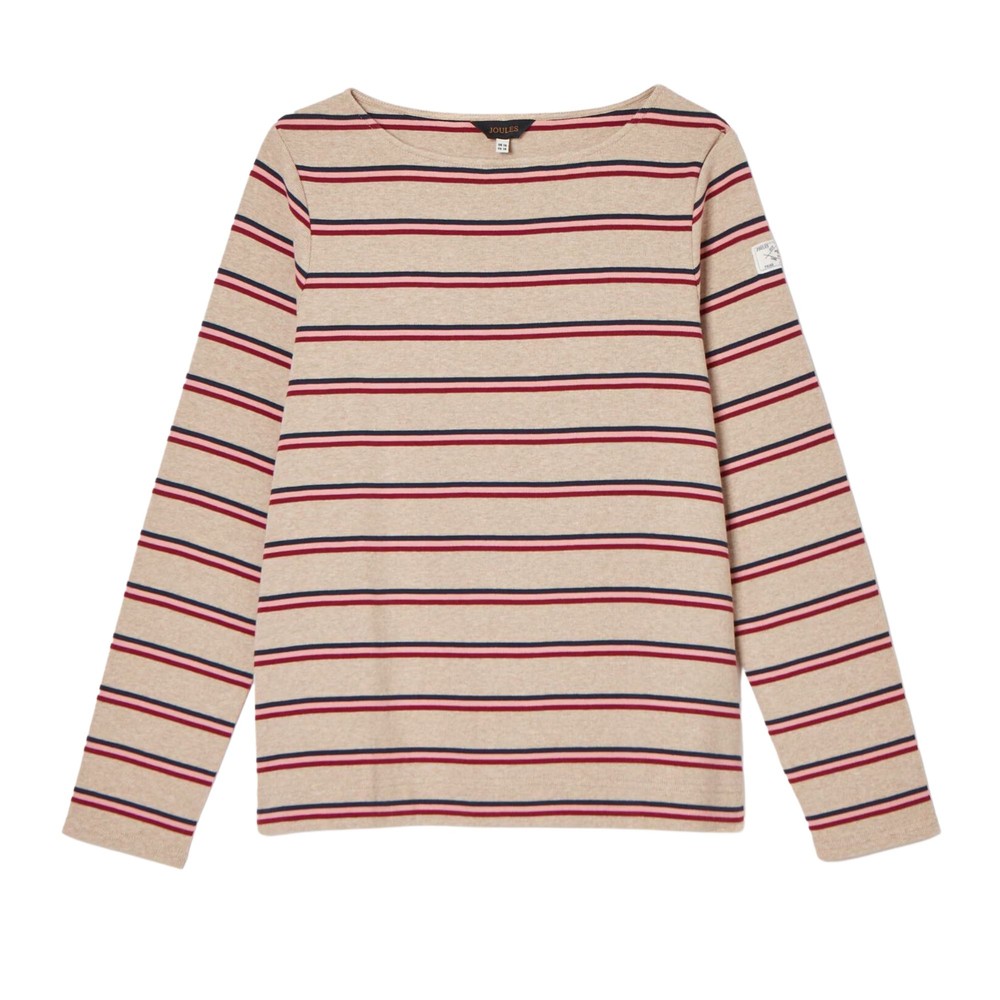 Womens New Harbour Pink & Oatmeal Striped Brenton Top Oatmeal Pink Stripe