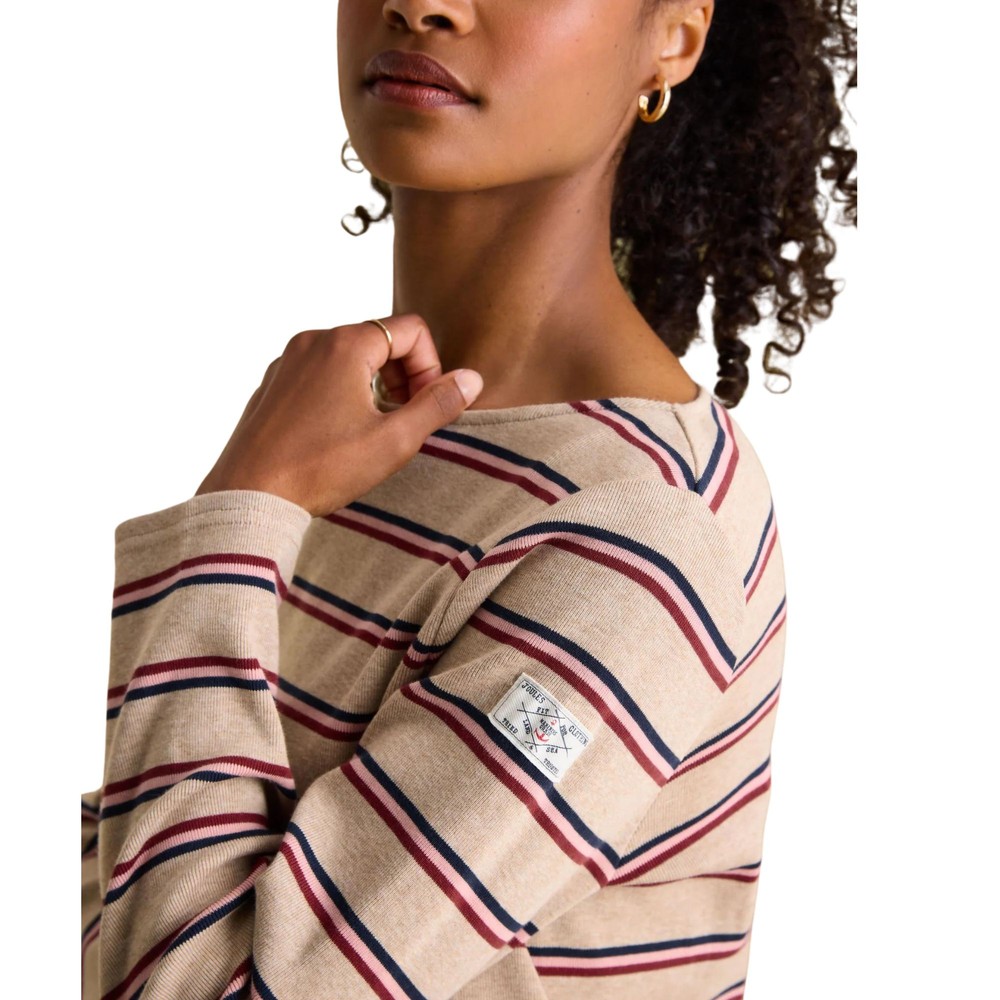 Womens New Harbour Pink & Oatmeal Striped Brenton Top Oatmeal Pink Stripe