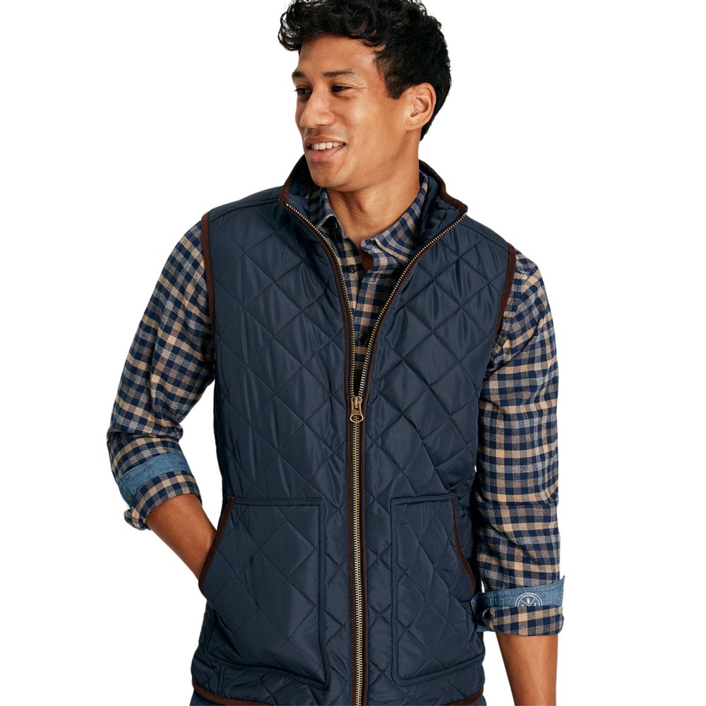 Mens Maynard Navy Blue Diamon Quilted Gilet Navy